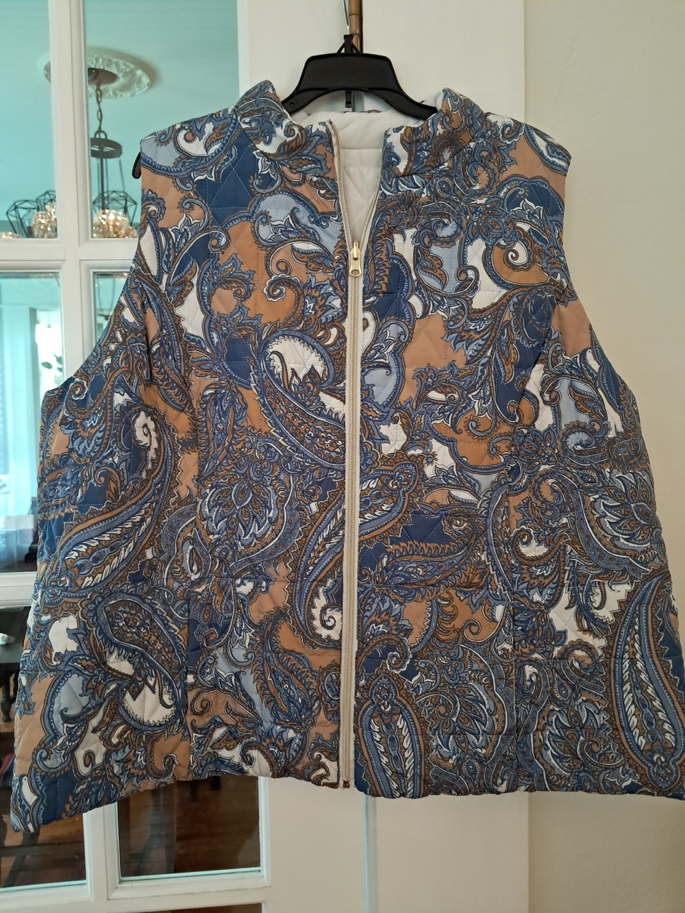 Source Unknown Blue & Tan Paisley Quilted Vest